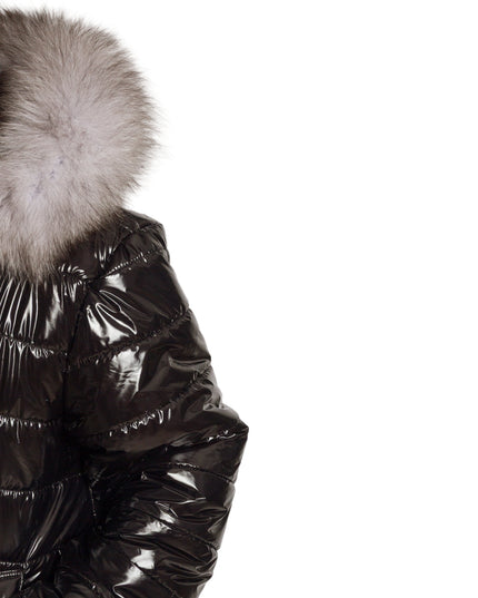 Μπουφάν Μαύρο με φυσικη γούνα-Φθινόπωρο-Χειμώνας
