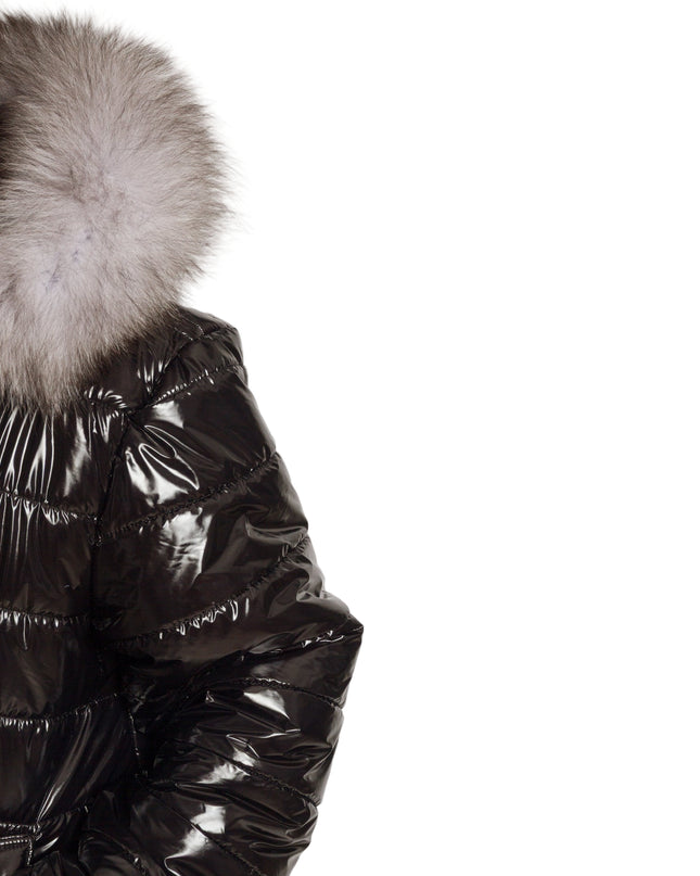 Μπουφάν Μαύρο με φυσικη γούνα-Φθινόπωρο-Χειμώνας