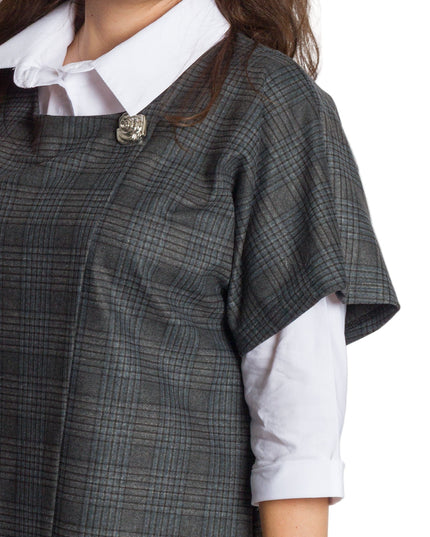 Επίσημο σετ με πουκάμισο και γκρι καρό γιλέκο