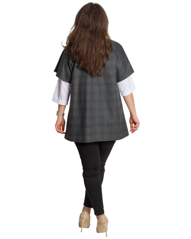 Επίσημο σετ με πουκάμισο και γκρι καρό γιλέκο