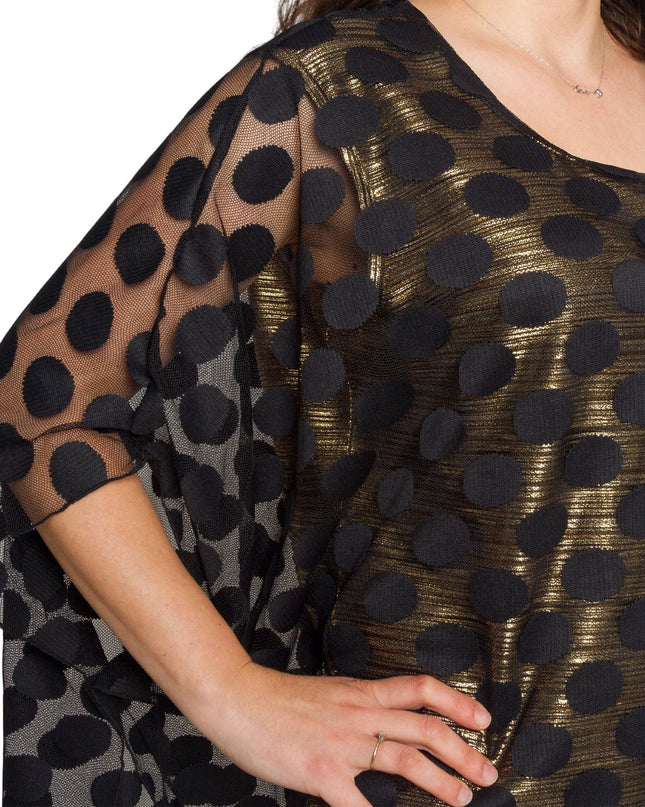 Επίσημη ίσια τουνίκ με πουά και χρυσή επένδυση