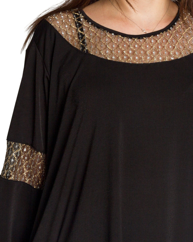 Μαύρη επίσημη τουνίκ με χρυσό διχτυωτό ντεκόρ