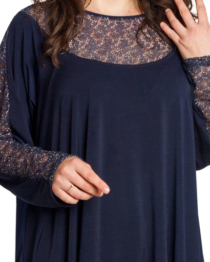 Κομψή μπλε τουνίκ με πουά plus size