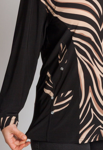 Μαύρη τουνίκ με animal print και ίσια γραμμή