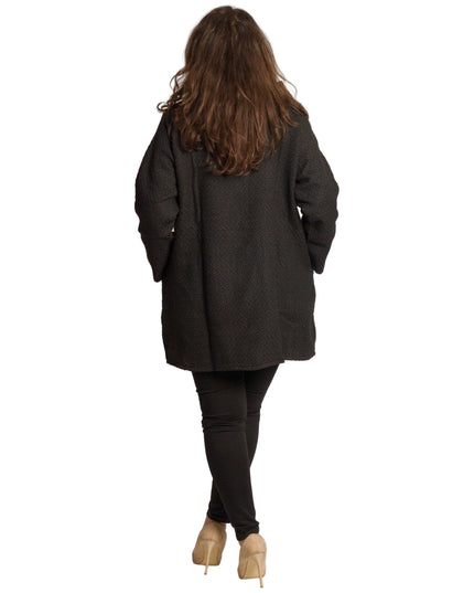 Γυναικεία μαύρη ζακέτα με φερμουάρ και τσέπες