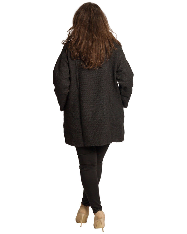 Γυναικεία μαύρη ζακέτα με φερμουάρ και τσέπες