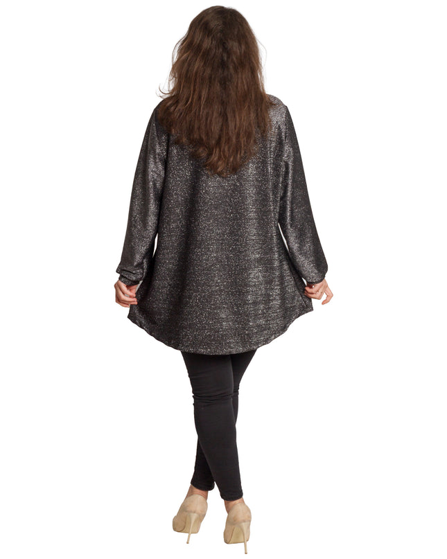 Κομψό χαλαρό χιτώνα με γυαλιστερό σχέδιο σε μεγάλα μεγέθη