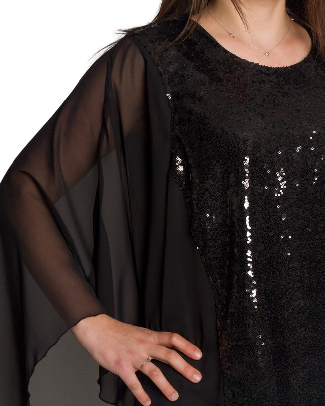 Επίσημη μαύρη τουνίκ με παγιέτες και σιφόν