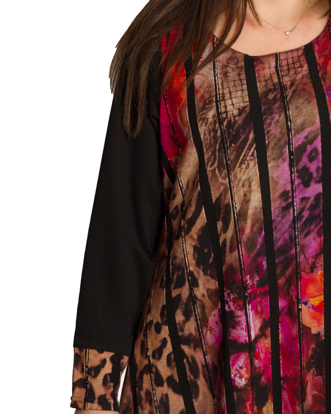 Κομψό φόρεμα με αφηρημένο πολύχρωμο σχέδιο