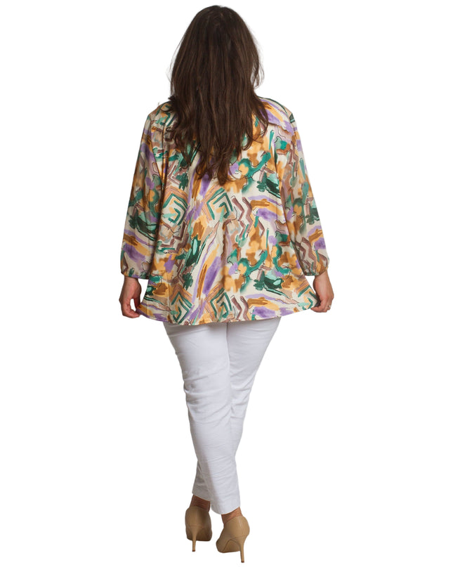 Επίσημη Τουνίκ με Πολύχρωμο Σιφόν και 3/4 Μανίκια