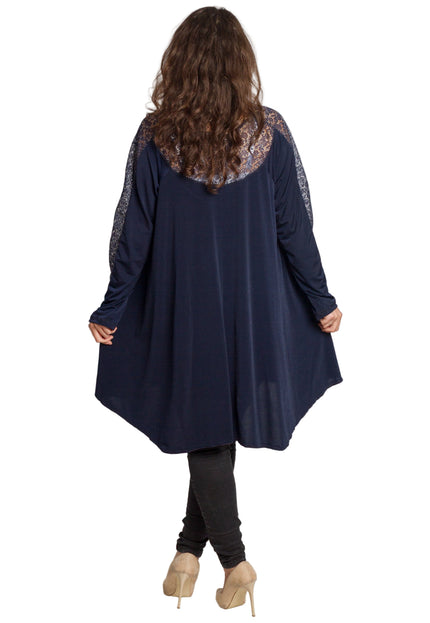 Κομψή μπλε τουνίκ με πουά plus size