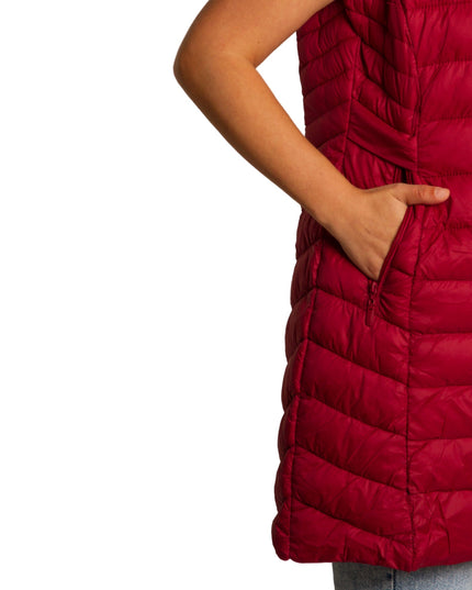 Κόκκινο γιλέκο με κουκούλα και τσέπες σε μεγάλα μεγέθη