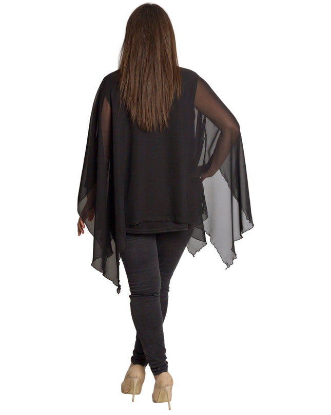 Επίσημη μαύρη τουνίκ με παγιέτες και σιφόν