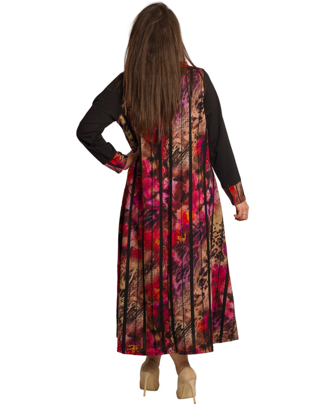 Κομψό φόρεμα με αφηρημένο πολύχρωμο σχέδιο