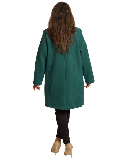 Μάξι παλτό σε πράσινο χρώμα με κουμπιά και άνετη γραμμή