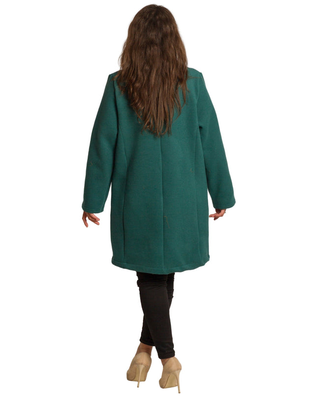 Μάξι παλτό σε πράσινο χρώμα με κουμπιά και άνετη γραμμή