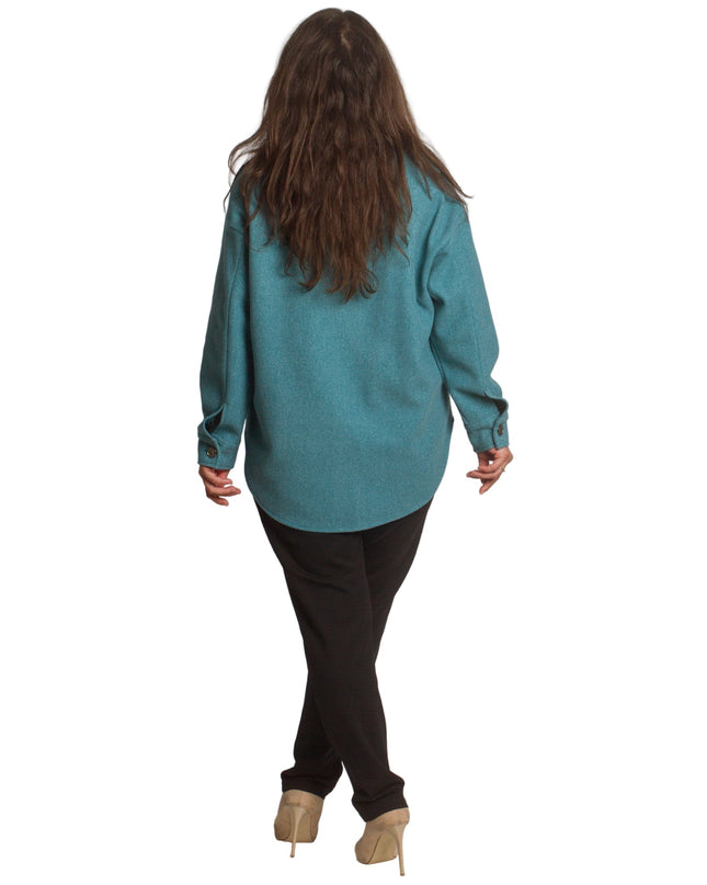 Στιλάτη γυναικεία ζακέτα πετρόλ σε μεγάλα μεγέθη