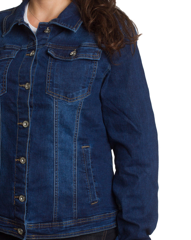 Γυναικείο τζιν μπουφάν με κουμπιά σε σκούρο μπλε