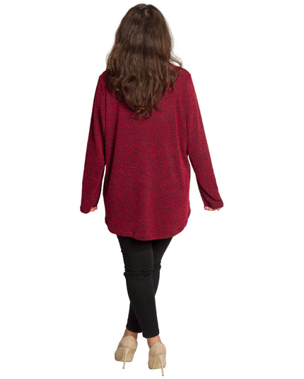 Εντυπωσιακή κόκκινη τουνίκ με γιακά και V ντεκολτέ