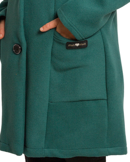 Μάξι παλτό σε πράσινο χρώμα με κουμπιά και άνετη γραμμή