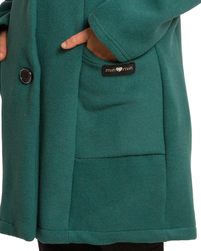 Μάξι παλτό σε πράσινο χρώμα με κουμπιά και άνετη γραμμή