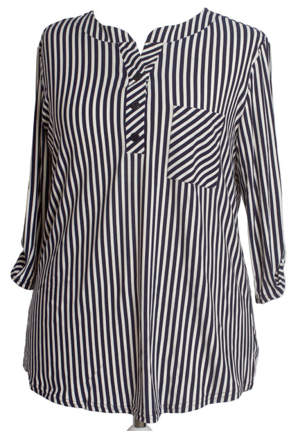 Επίσημο πουκάμισο ριγέ με τσεπάκι σε μεγάλα μεγέθη