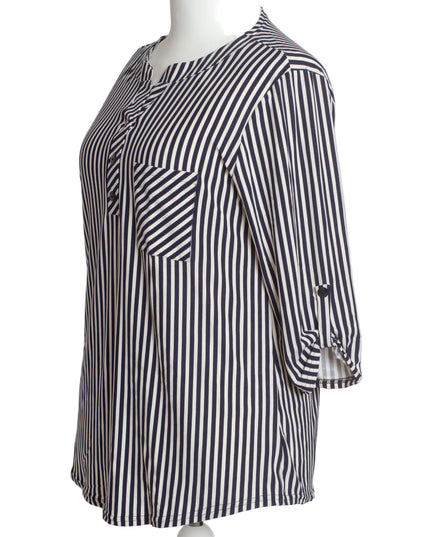 Επίσημο πουκάμισο ριγέ με τσεπάκι σε μεγάλα μεγέθη