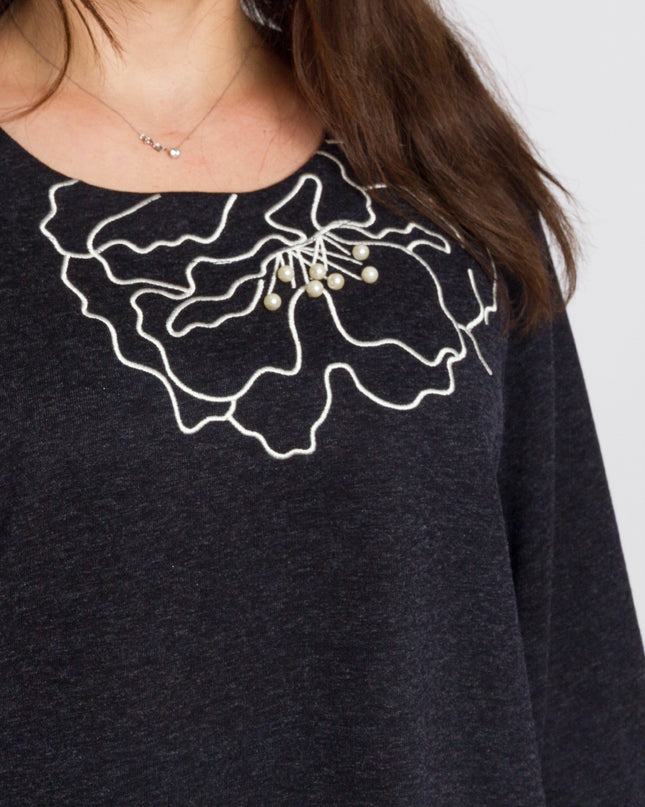 Σκούρα μπλε εβαζέ τουνίκ με διακόσμηση plus size