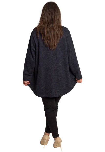 Σκούρα μπλε εβαζέ τουνίκ με διακόσμηση plus size