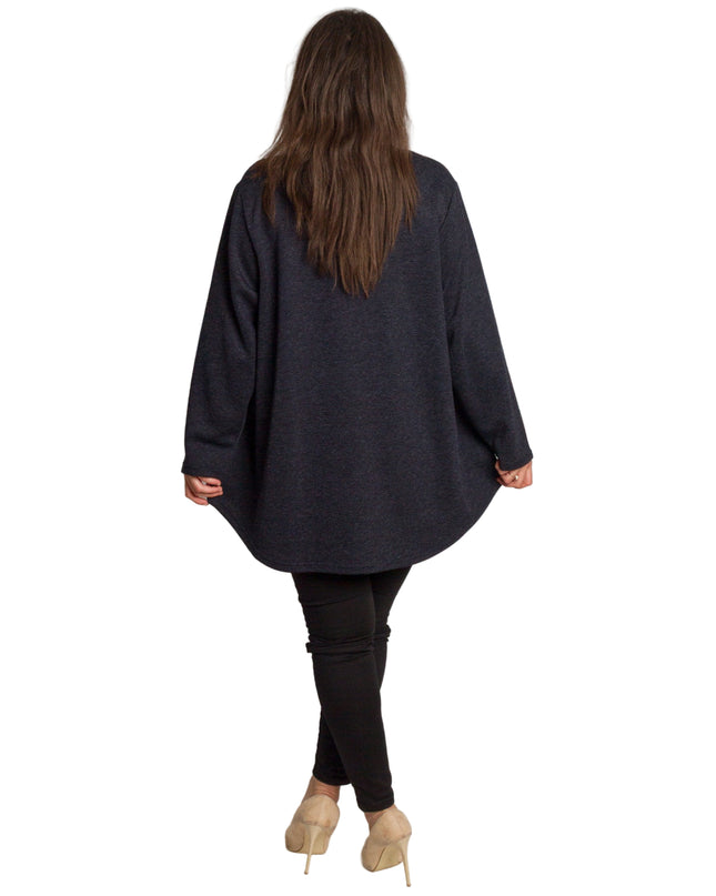 Σκούρα μπλε εβαζέ τουνίκ με διακόσμηση plus size