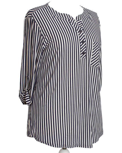 Επίσημο πουκάμισο ριγέ με τσεπάκι σε μεγάλα μεγέθη