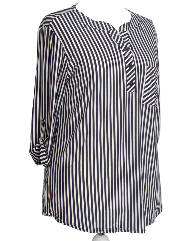 Επίσημο πουκάμισο ριγέ με τσεπάκι σε μεγάλα μεγέθη