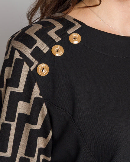 Τουνίκ με σχέδιο και διακοσμητικά κουμπιά