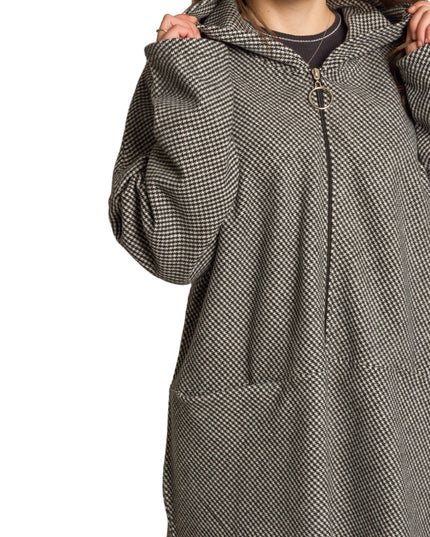 Μάλλινο γυναικείο παλτό σε πτι καρό και άνετη γραμμή