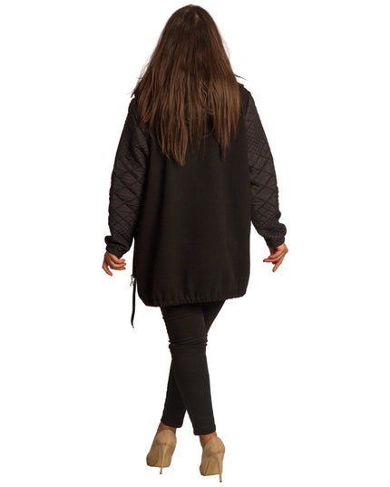 Μαύρο γυναικείο μπουφάν με φερμουάρ σε μεγάλα μεγέθη
