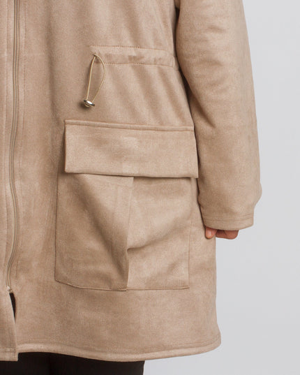 Μπεζ ζακέτα σε μεγάλα μεγέθη με φερμουάρ