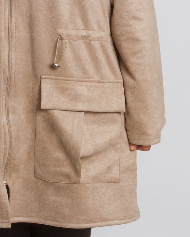 Μπεζ ζακέτα σε μεγάλα μεγέθη με φερμουάρ