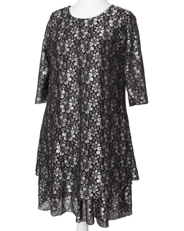 Μαύρο επίσημο φόρεμα με φλοράλ δαντέλα