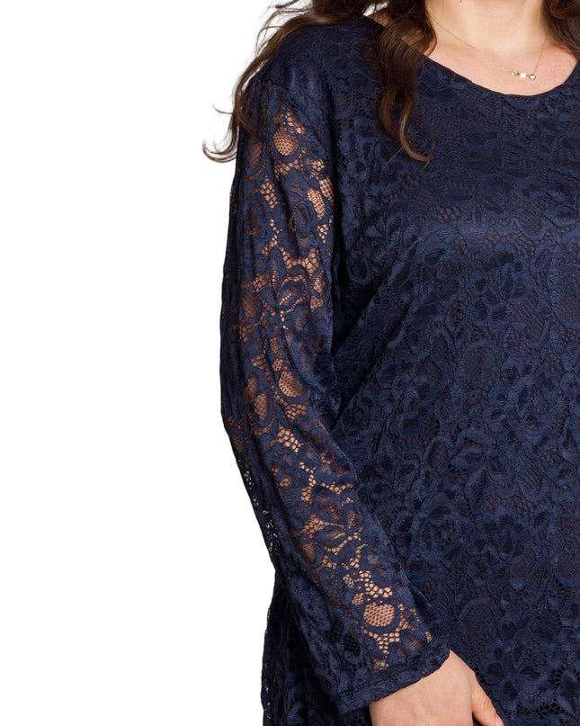 Επίσημη μπλούζα σε σκούρο μπλε με δαντέλα