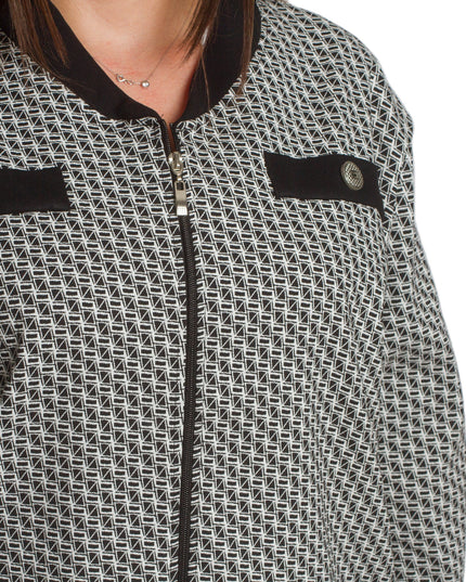 Στιλάτη ζακέτα με γεωμετρικό σχέδιο σε μεγάλα μεγέθη