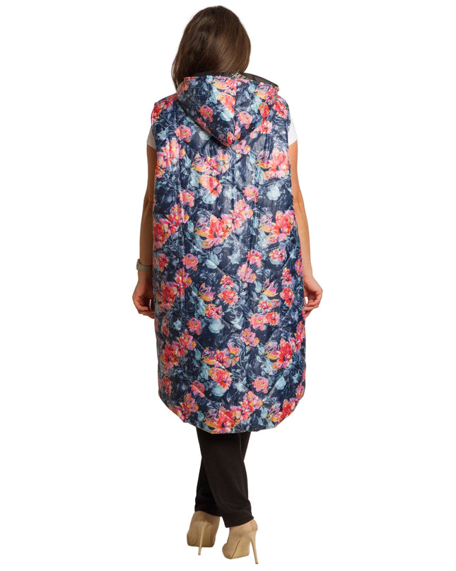 Πολύχρωμο γιλέκο με φλοράλ σχέδιο σε μεγάλα μεγέθη