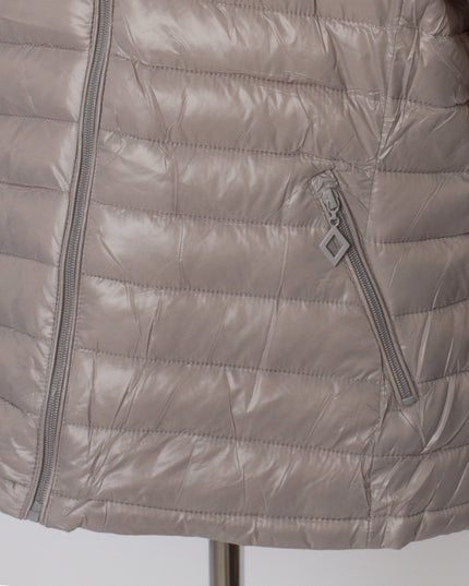 Διπλής όψης γυναικείο γκρι μπουφάν με κουκούλα