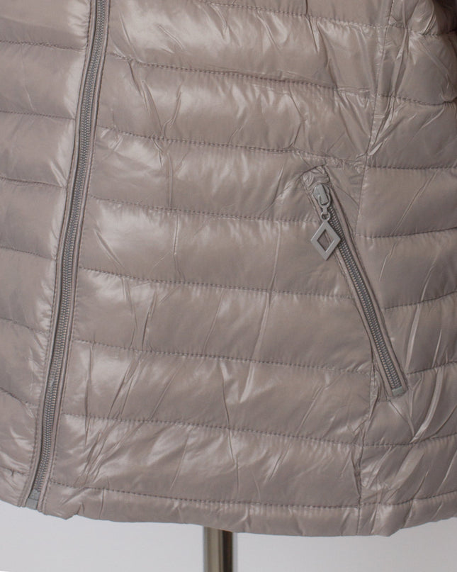 Διπλής όψης γυναικείο γκρι μπουφάν με κουκούλα