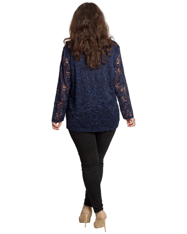 Επίσημη μπλούζα σε σκούρο μπλε με δαντέλα