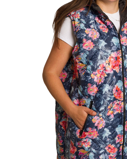 Πολύχρωμο γιλέκο με φλοράλ σχέδιο σε μεγάλα μεγέθη