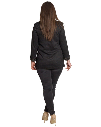 Σκούρα γκρι ίσια τουνίκ με φερμουάρ και λεπτομέρειες