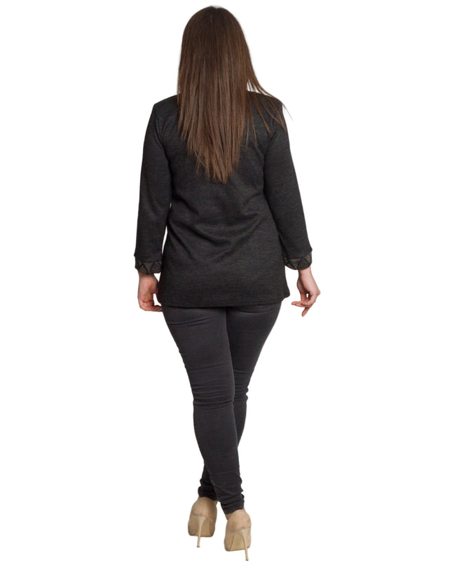 Σκούρα γκρι ίσια τουνίκ με φερμουάρ και λεπτομέρειες