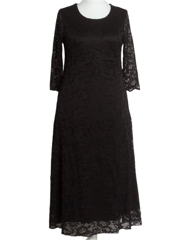 Επίσημο Μαύρο Φόρεμα - Στρόγγυλη Λαιμόκοψη - Μέχρι τον Αστράγαλο - Άνοιξη-Καλοκαίρι