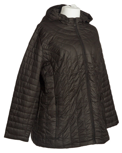 Μαύρο μπουφάν  ίσια γραμμή με αποσπώμενη κουκούλα