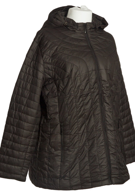 Μαύρο μπουφάν  ίσια γραμμή με αποσπώμενη κουκούλα